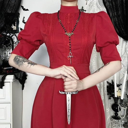 Style Pearl Red Dress Halloween Gothic Dresses