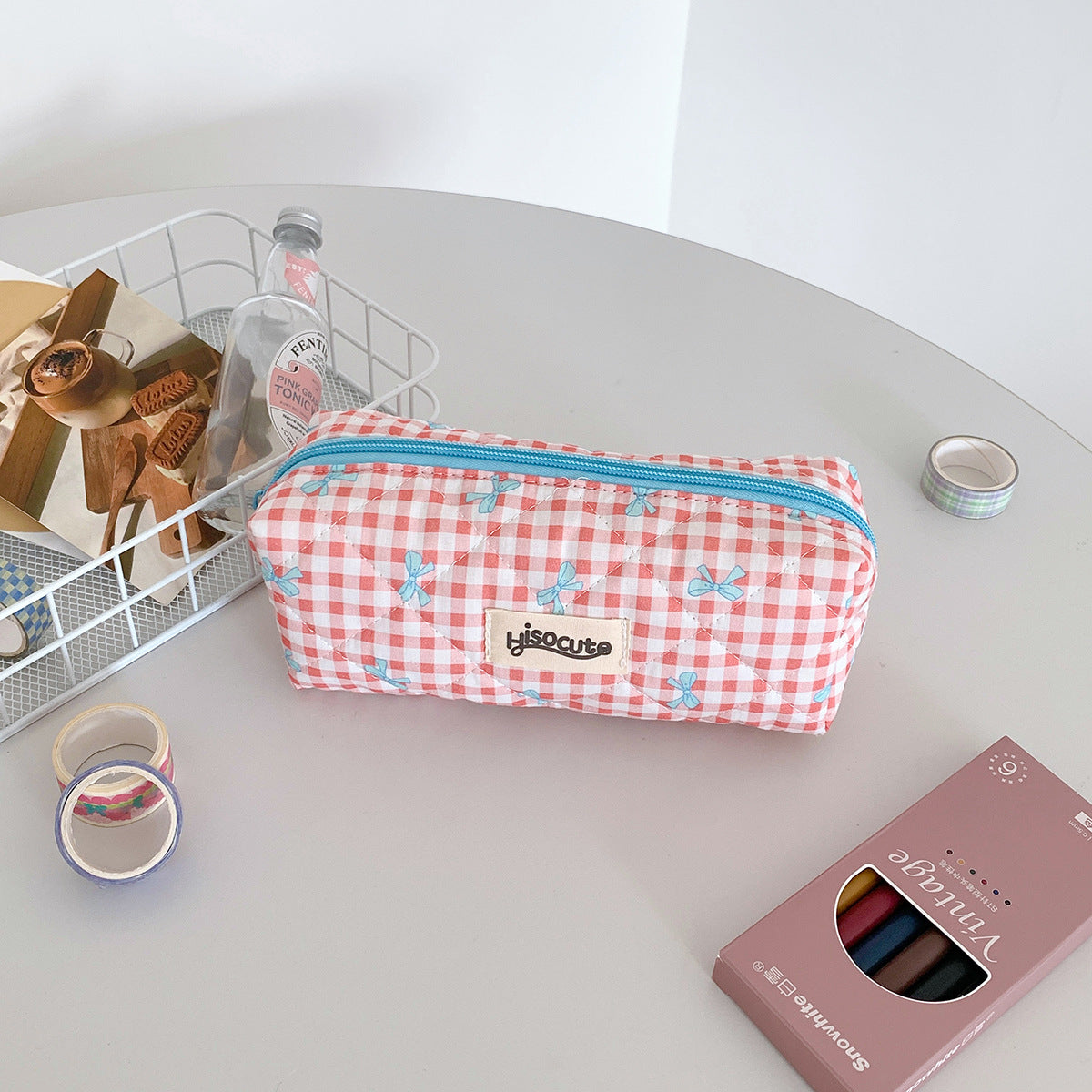 Plaid Simple Good-looking Makeup Brush Assorted Cosmetic Bags