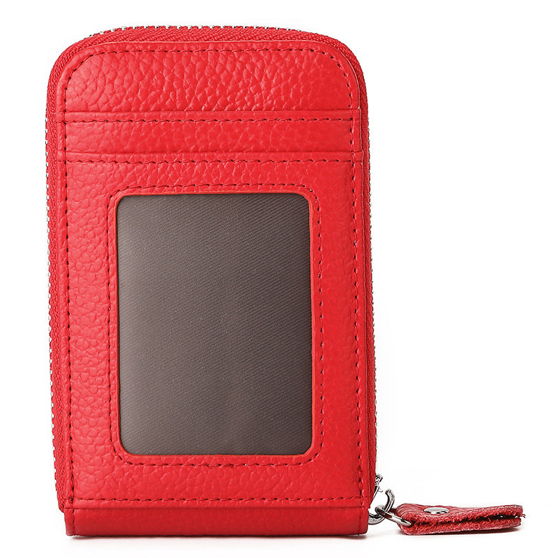 Fashion Solid Color Lychee Pattern Male Card Holder