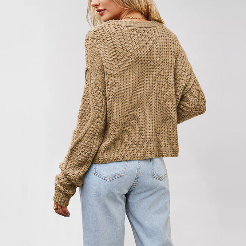 Women's Twist Twisted Rope Loose Thick Needle Sweaters