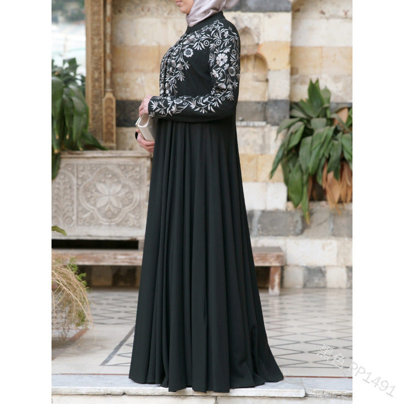 Women's Sleeve Stand Collar Floral Print Swing Dress Dresses