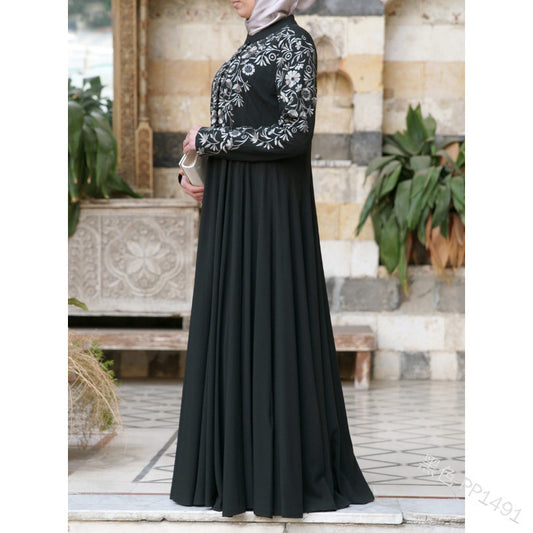 Women's Sleeve Stand Collar Floral Print Swing Dress Dresses