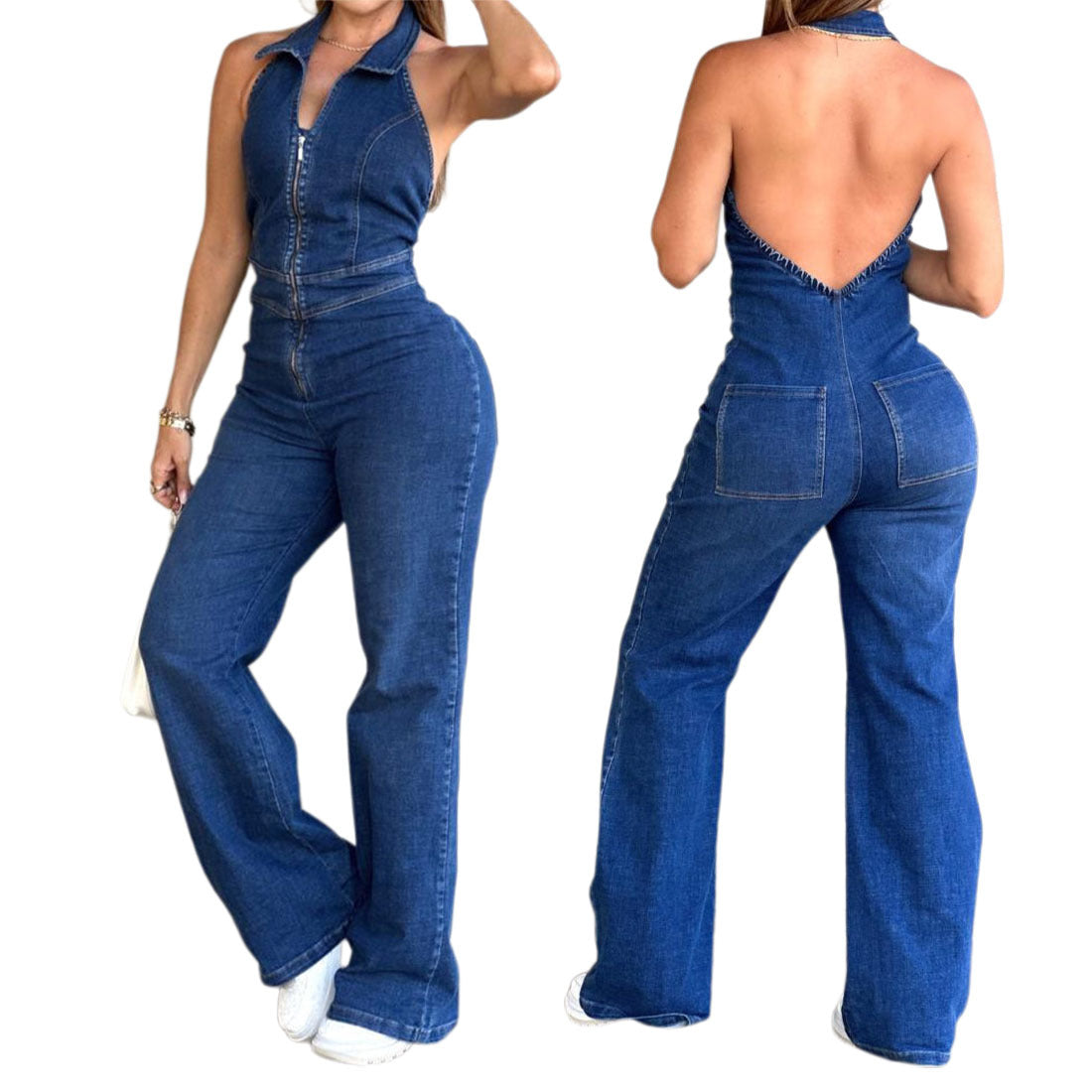 Women's Slim Sleeveless Fashion Street Retro Style Jumpsuits