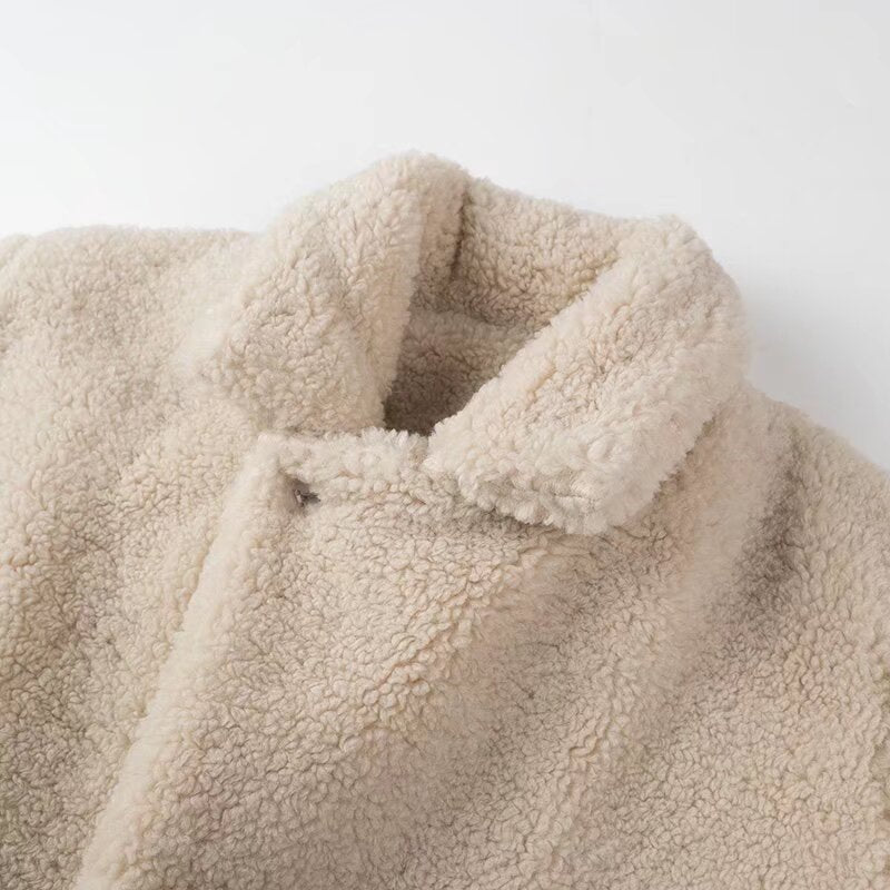 Women's Temperament Leisure Turn Pocket Collar Wheat Jackets