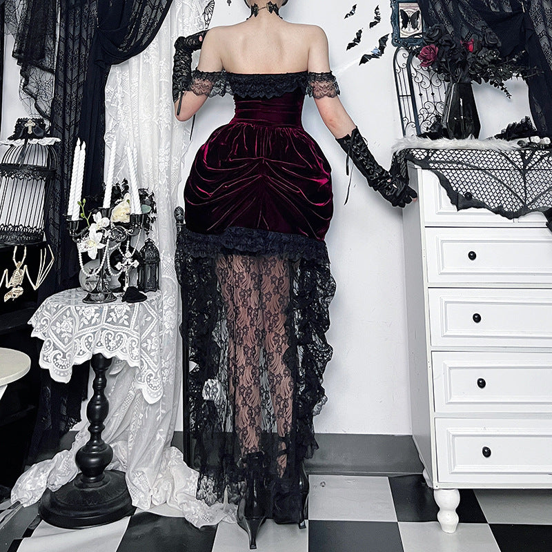 Dark Stitching Trailing Dress Gothic Style Dresses