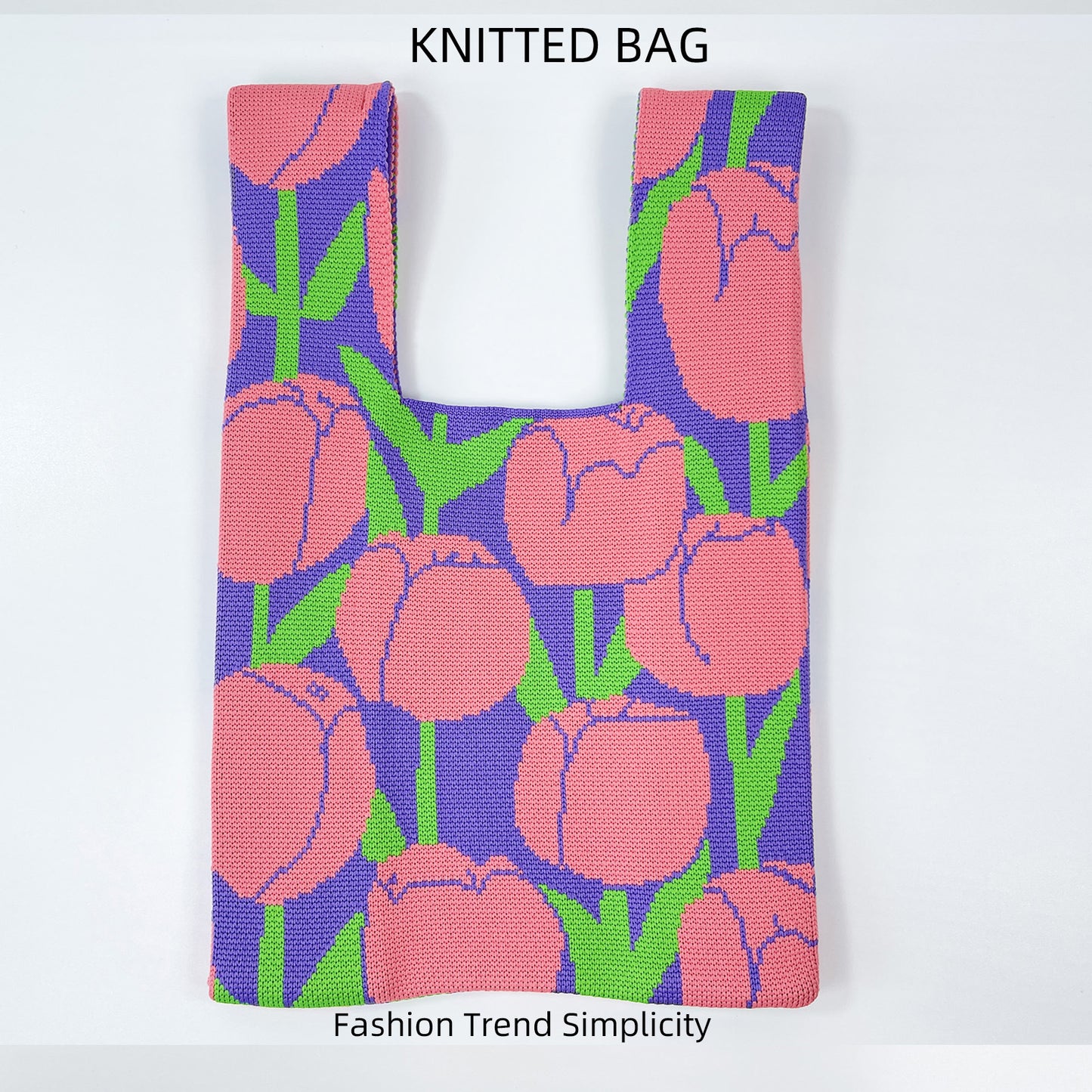 Women's Flower Knitted Large Capacity Totes Wrist Handbags