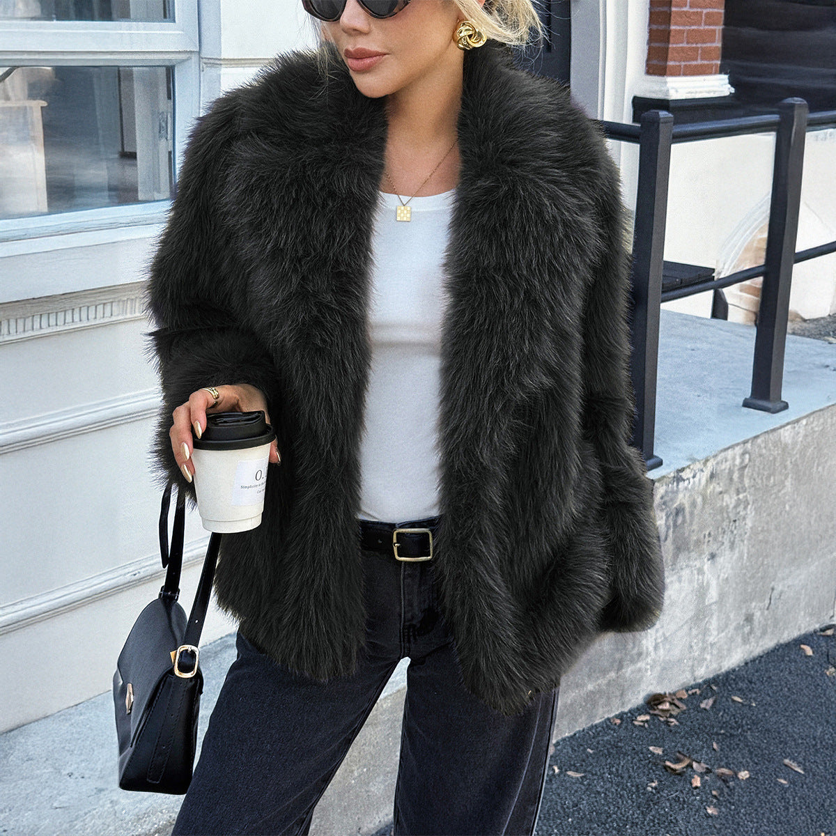 Women's Creative Casual Style Fluff Long-sleeved Coats
