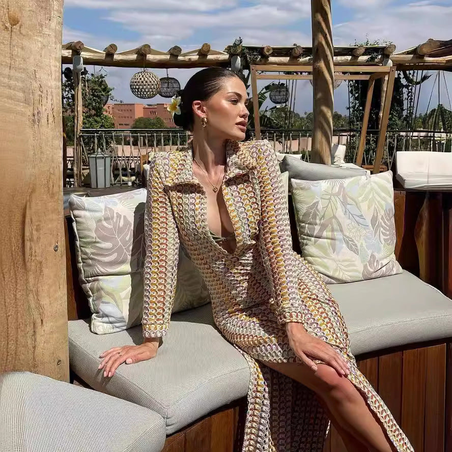Beach Low Cut Split Female Long Dresses