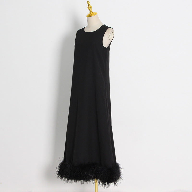 Autumn Round Neck Sleeveless Hem Stitching Dresses