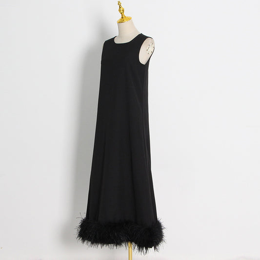 Autumn Round Neck Sleeveless Hem Stitching Dresses