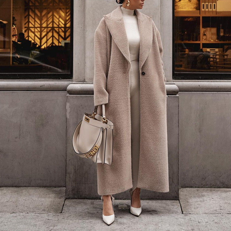 Women's Graceful Warm Long-sleeved Lapel Plush Tops