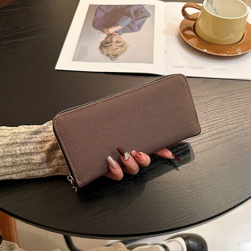 Women's Canvas Long Simple Zipper Large Capacity Ladies Wallets