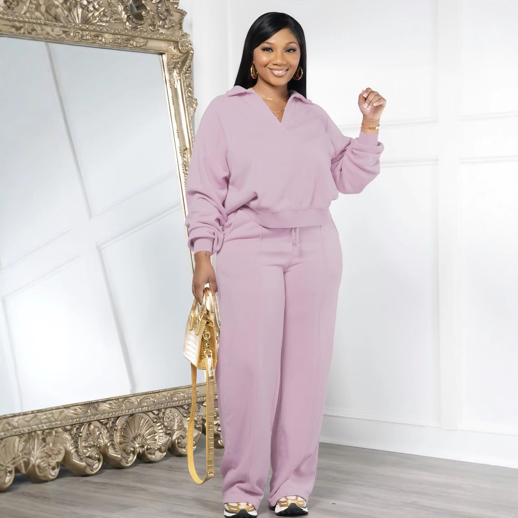 Women's Solid Color Pullover Long-sleeved Fashion Casual Suits
