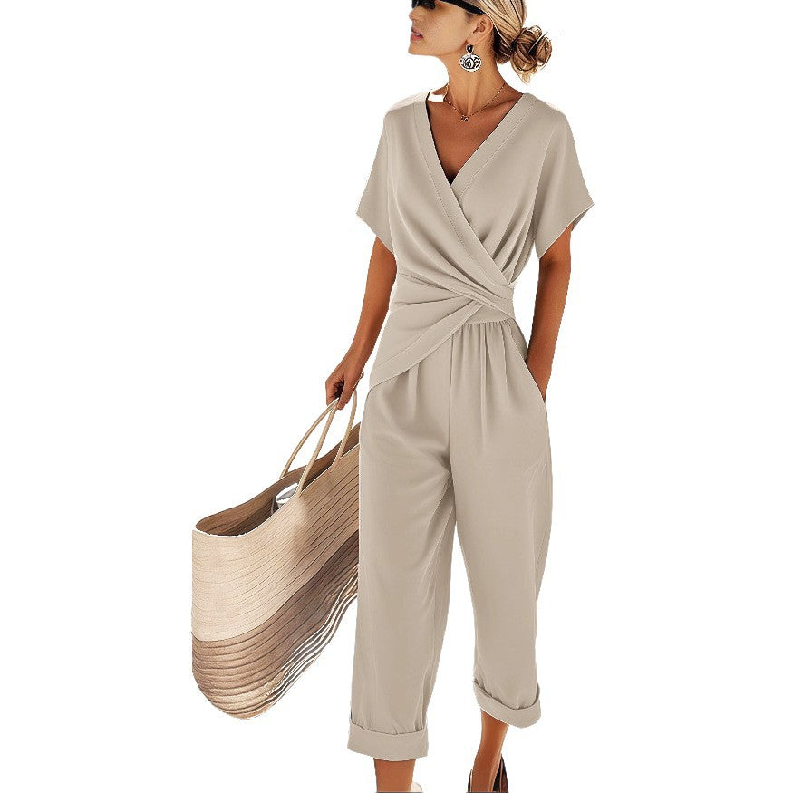 Women's Summer Fashion Solid Color Irregular Sleeve Suits