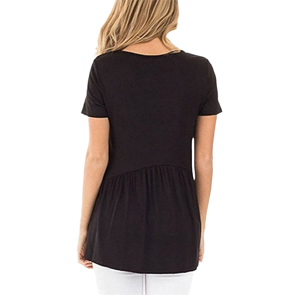Trendy Women's Fashion Girdle Patchwork Short-sleeved Women's T-shirt