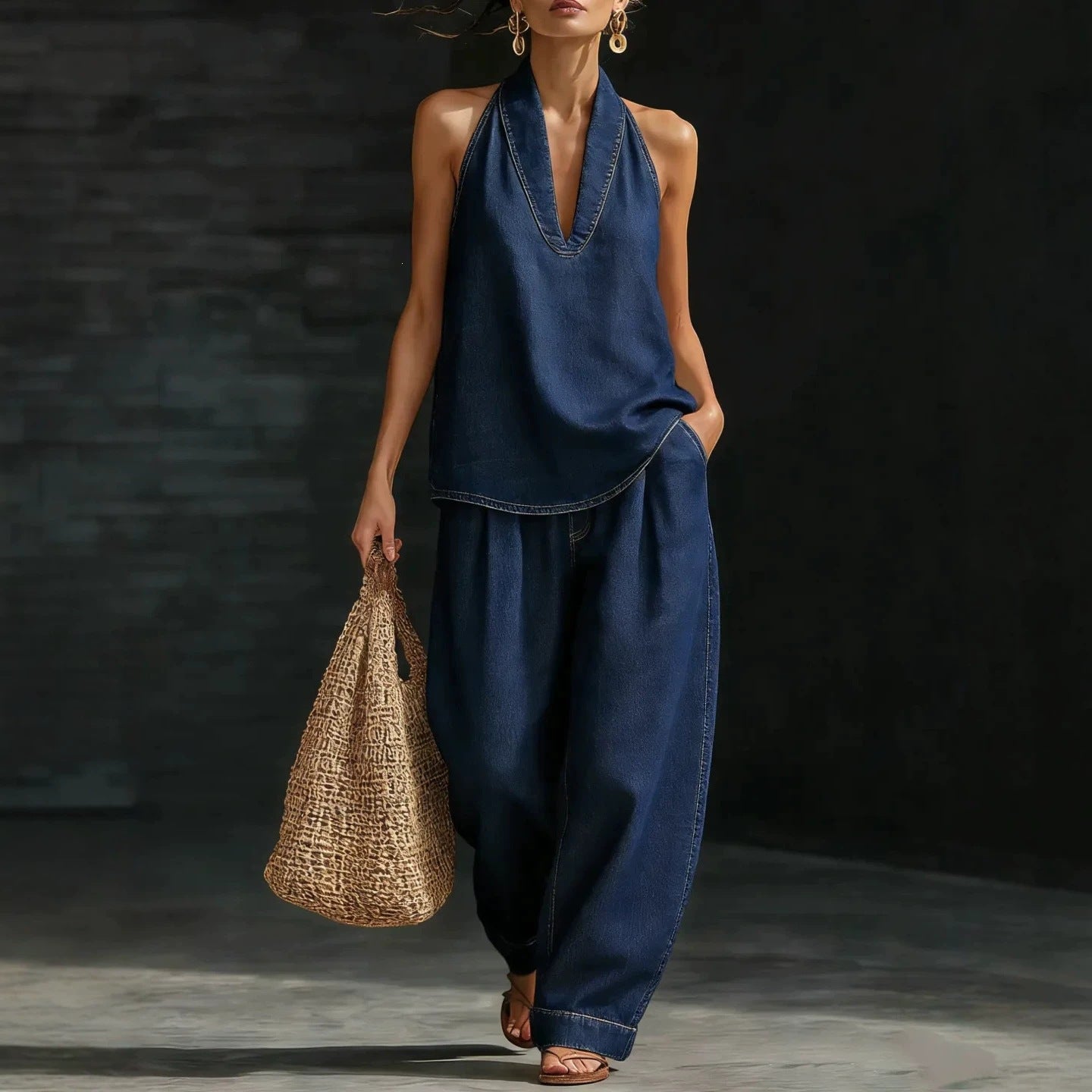 Women's Autumn Lapel Retro Washed Worn Denim Chinese Knot Button Clothing