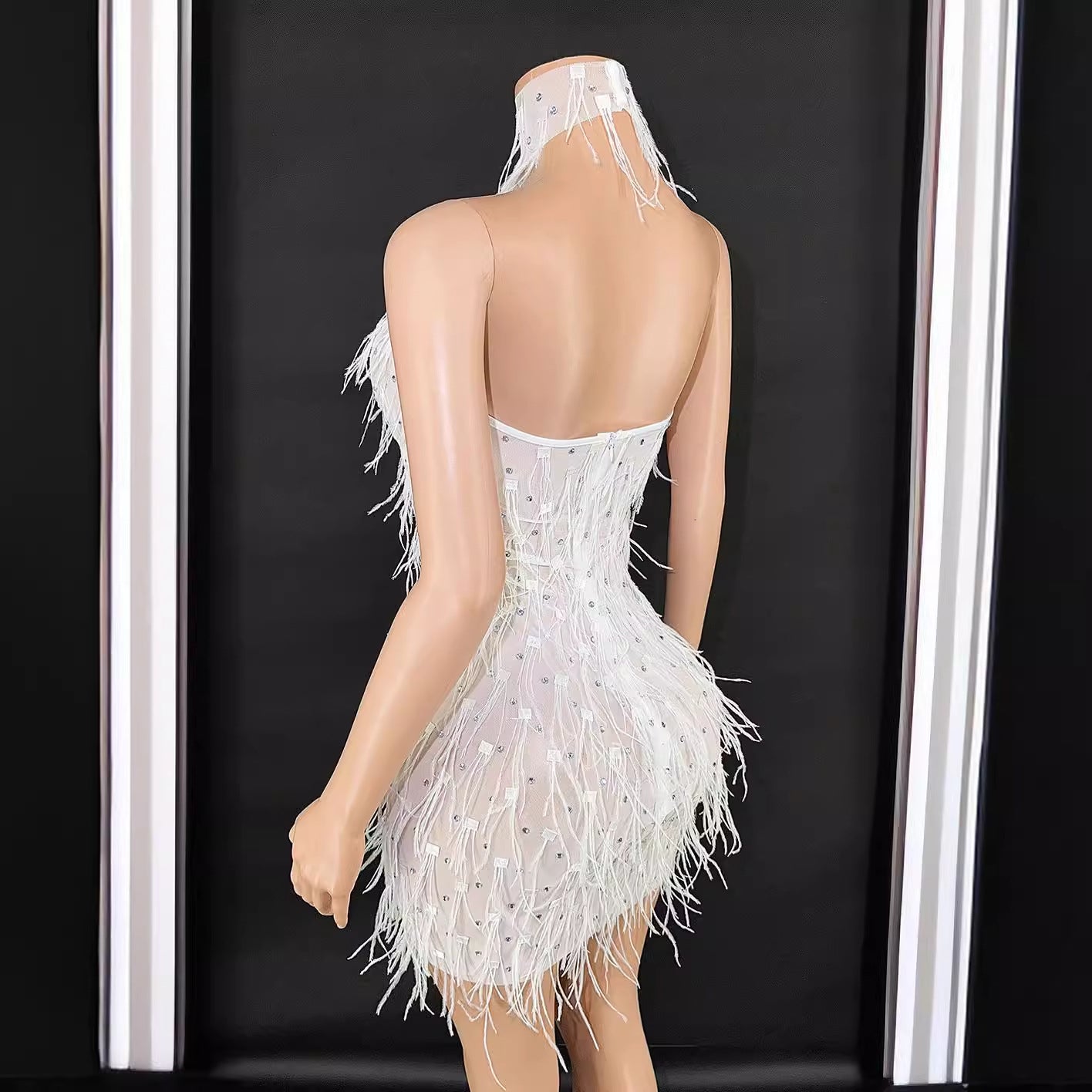 Fashion Fluffy Mesh Stitching Rhinestone Halter Fairy Dress Dresses
