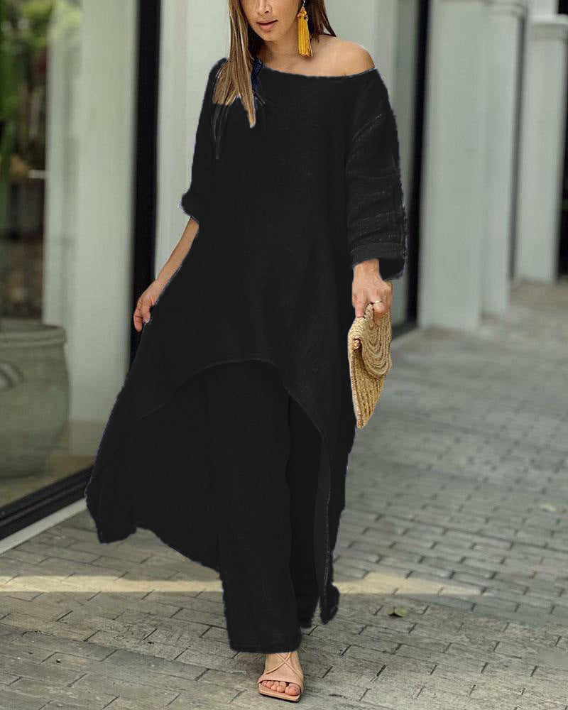 Women's Cotton Linen Fashion Casual Irregular Long Suits