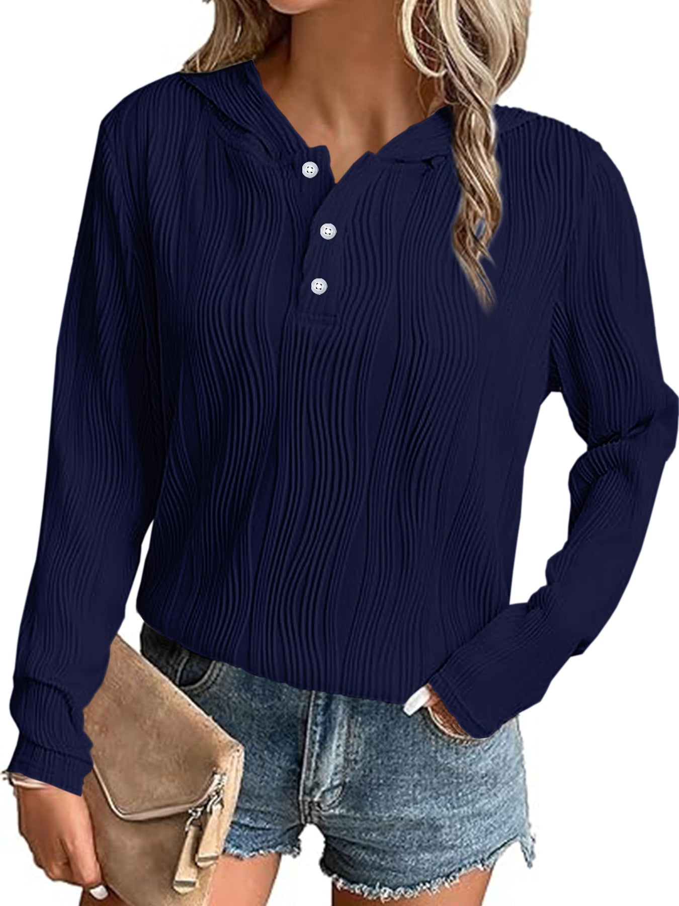 Women's Solid Color Hooded Casual For Women's Sweater, Sweater