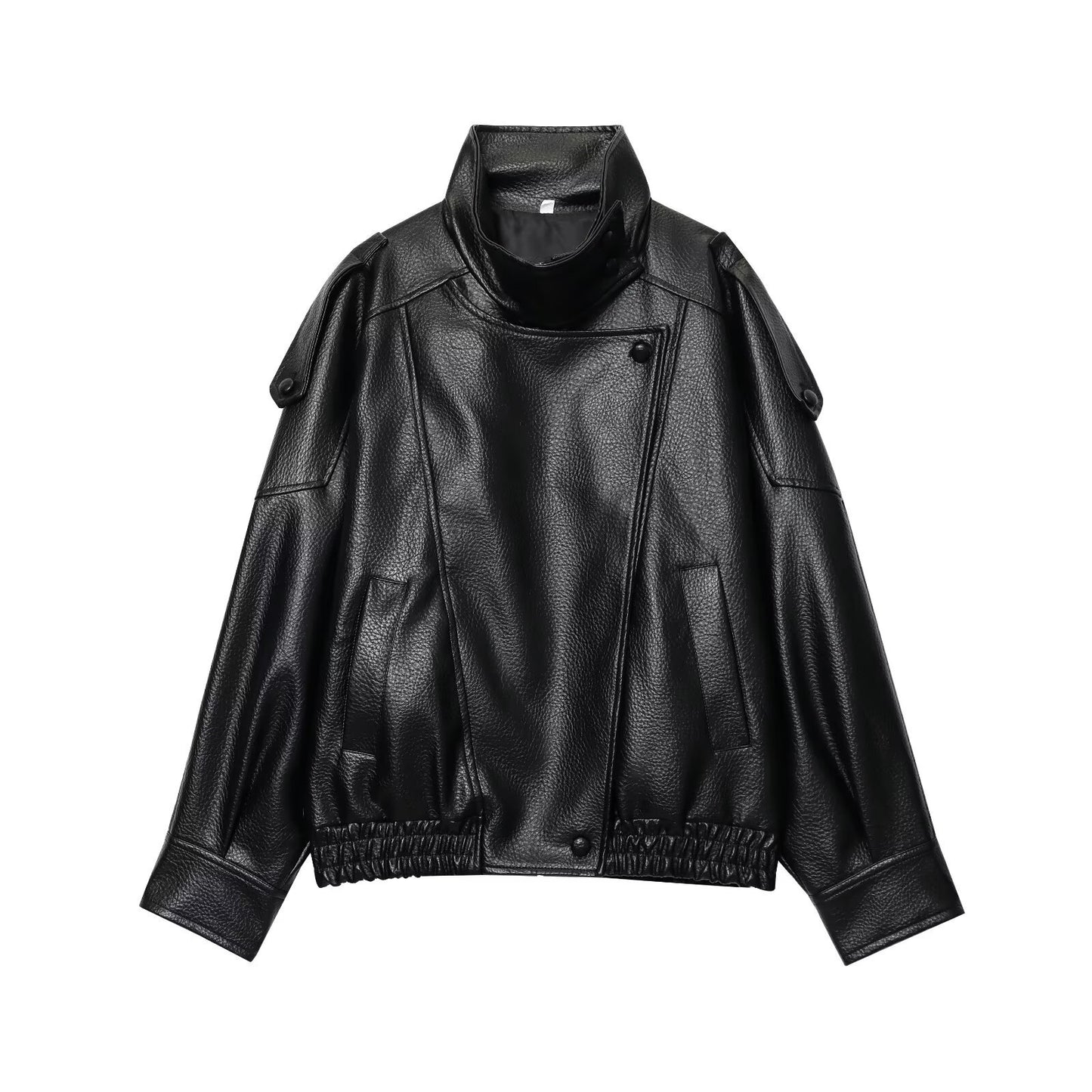 Women's Fashion Stand Collar Imitation Leather Jackets