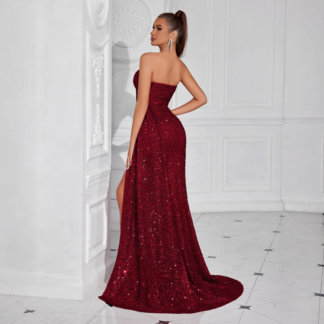 Sexy Tube Banquet Party Split Drop Dress
