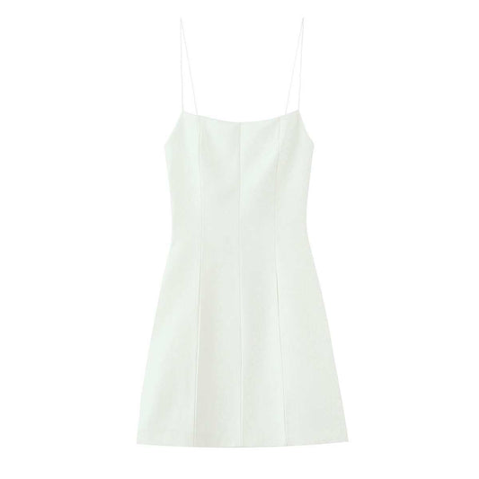 Women's Dress With Bow Elastic Back White Shorts