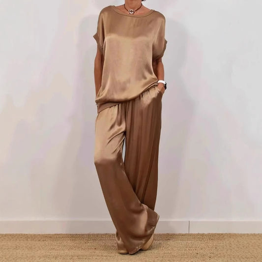 Elegant Trendy Loose Shirt Wide Leg Fashion Casual Suit