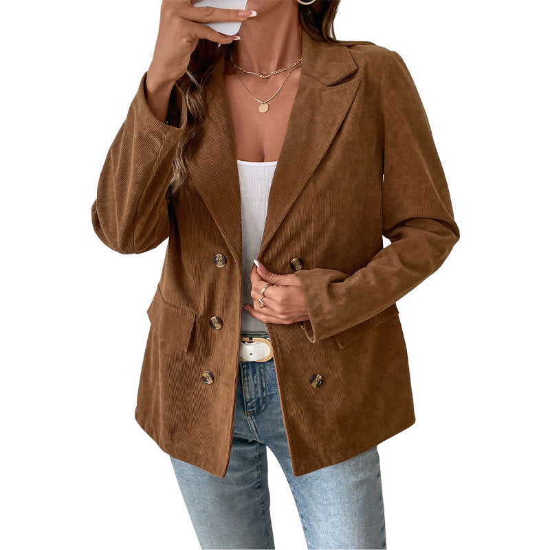 Women's Cool Classic Solid Color Corduroy Blazers