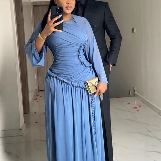 Women's African Long Sleeve Elegant Dress Round Dresses