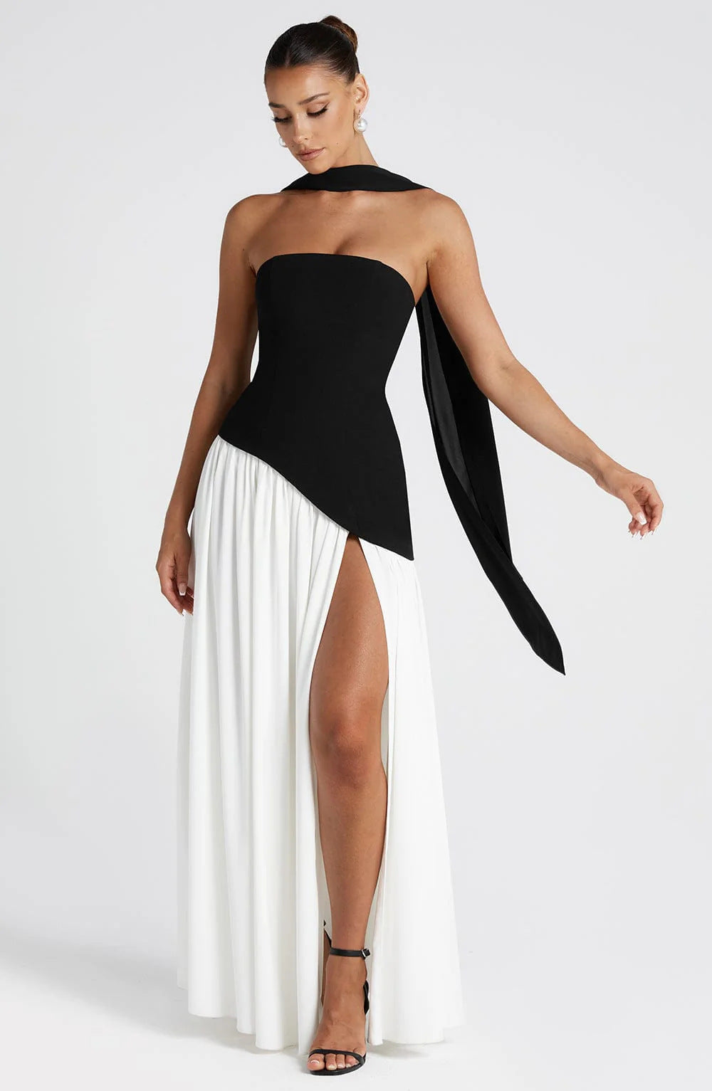 Women's Tube Pure Color Split Dress Fashion Sexy Dresses