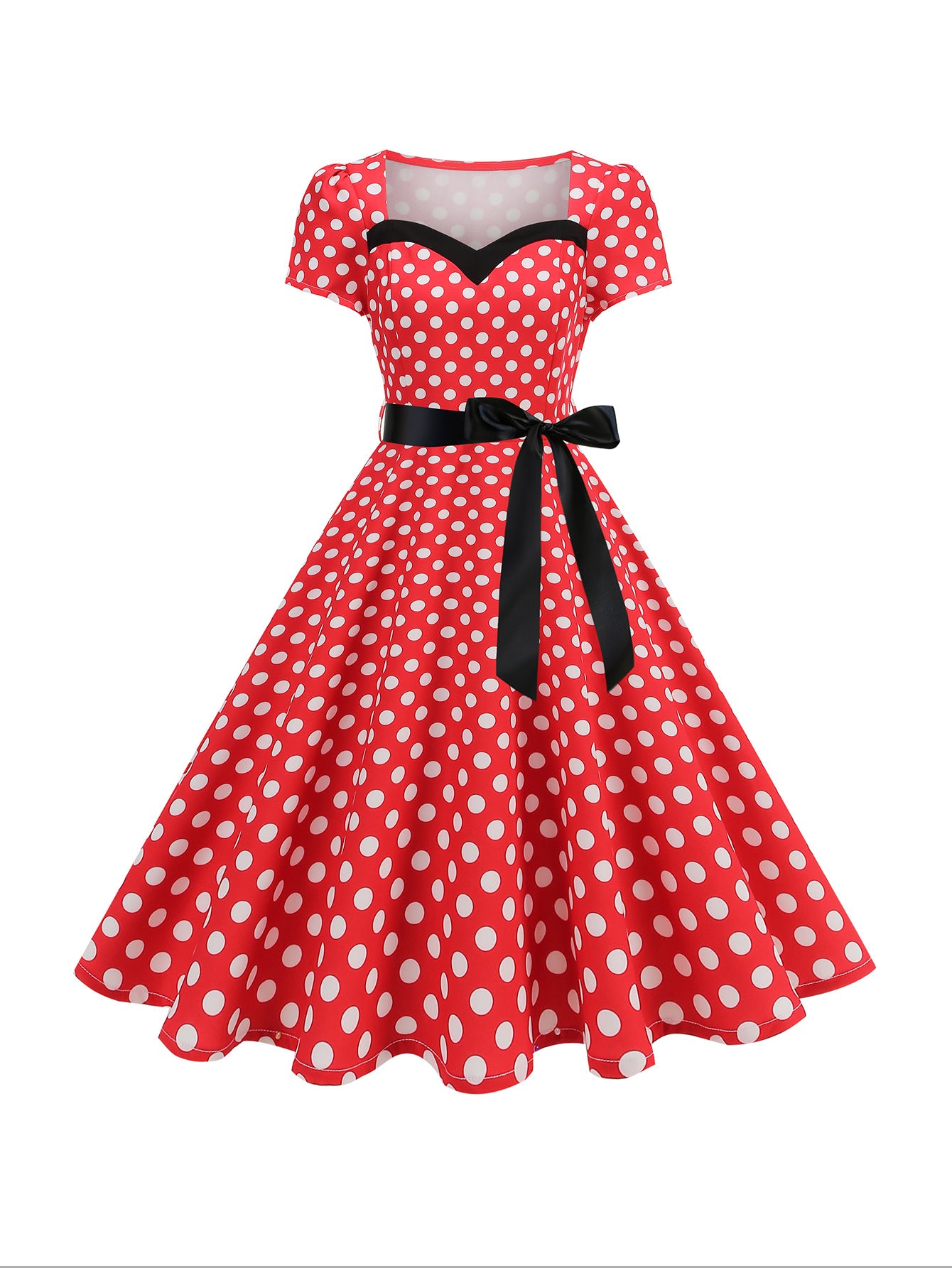 Women's Wear Hepburn Style Dress Sleeve Large Swing Polka Dresses