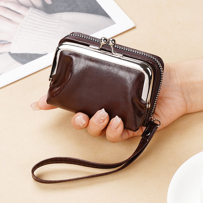 Leather Change Packet Clip Slot Wrist Card Holder