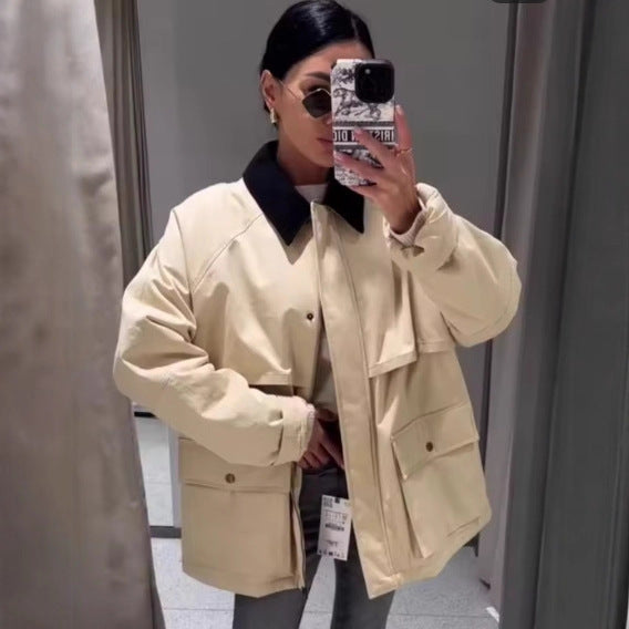 Women's Street Fashion Casual Three Colors Cotton Coats