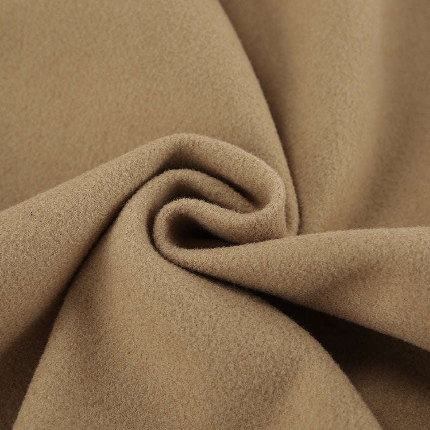 Women's Fashion High-grade Brown Woolen Lapel Batwing Sleeve Clothing