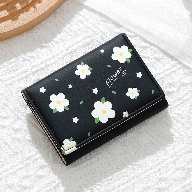 Women's Short Type Simple Creative Cute Flowers Ladies Wallets