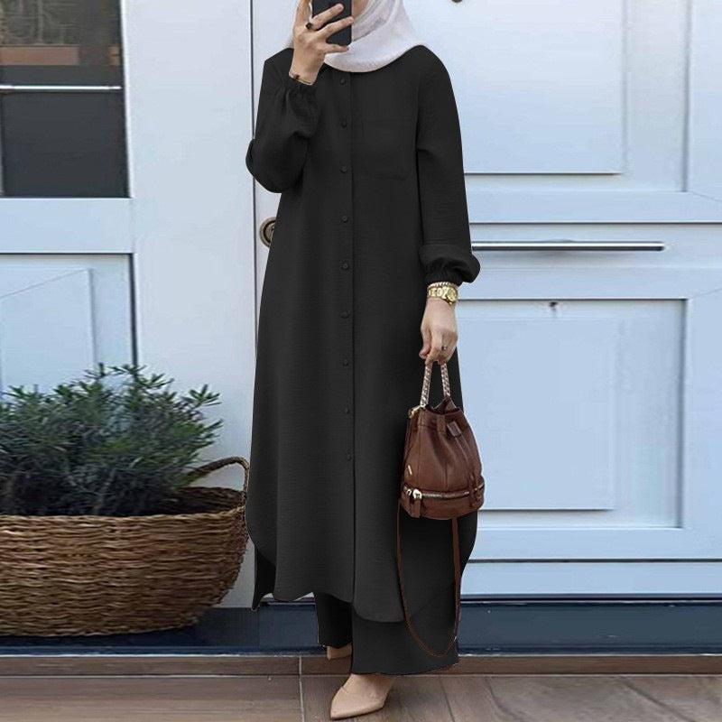 Women's Arab Style Two-piece Long-sleeved Shirt Trousers Suits