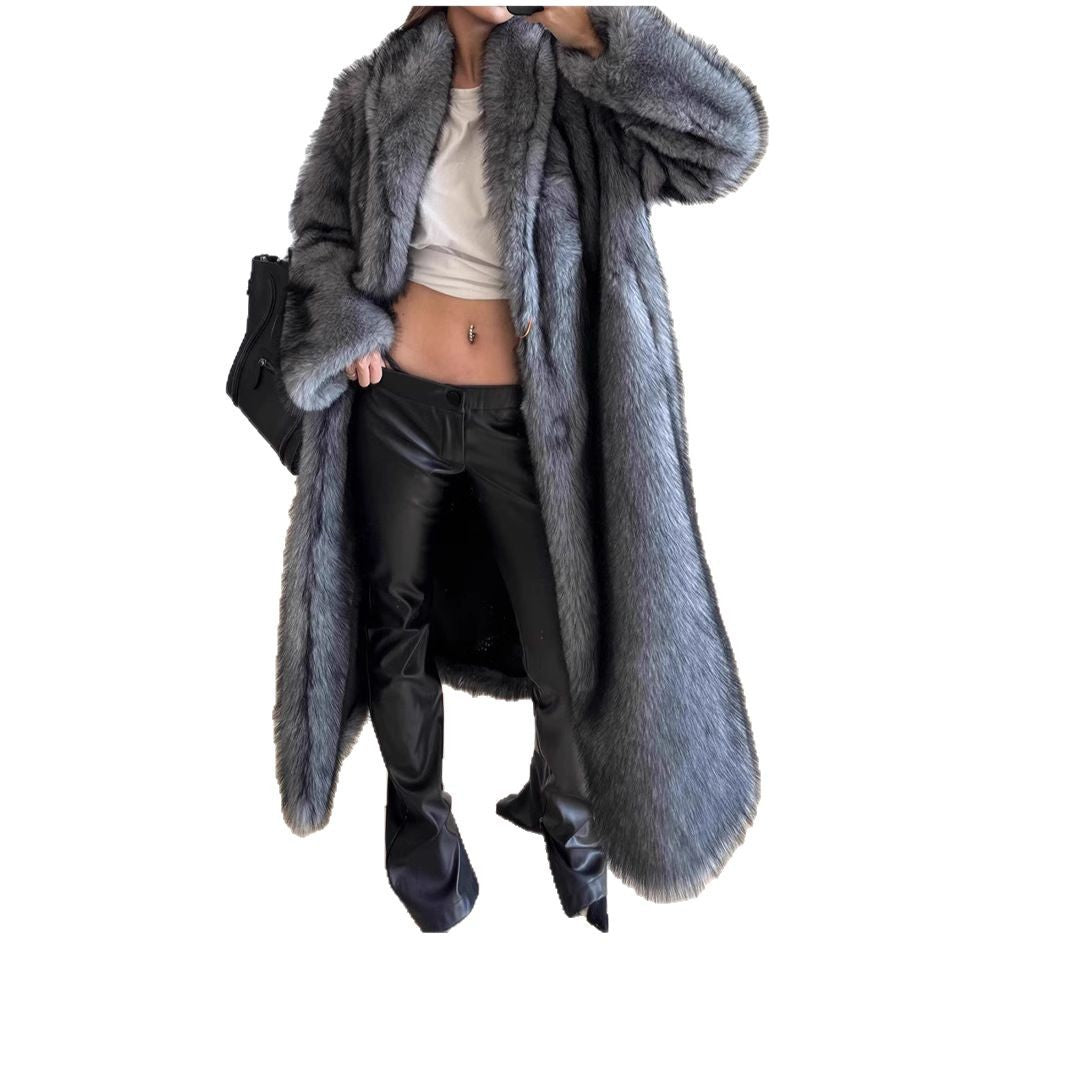 Women's Environmental Protection Wool Imitation Fur Overcoat Coats