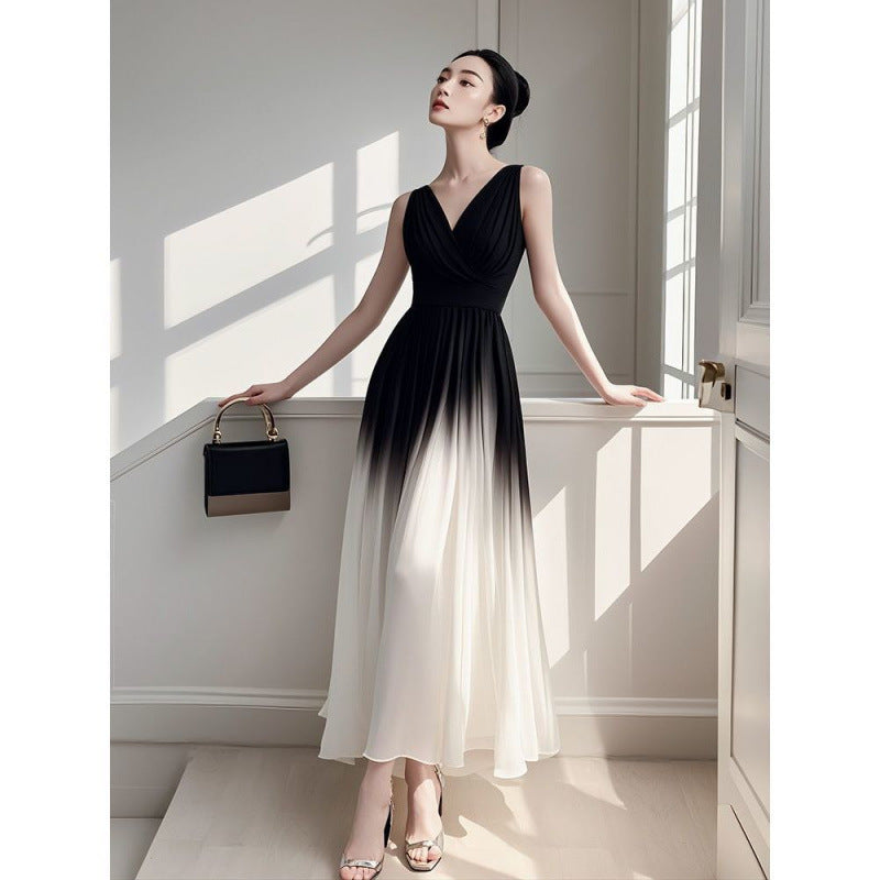 Women's White Gradient Sleeveless Unique Beautiful Summer Dresses