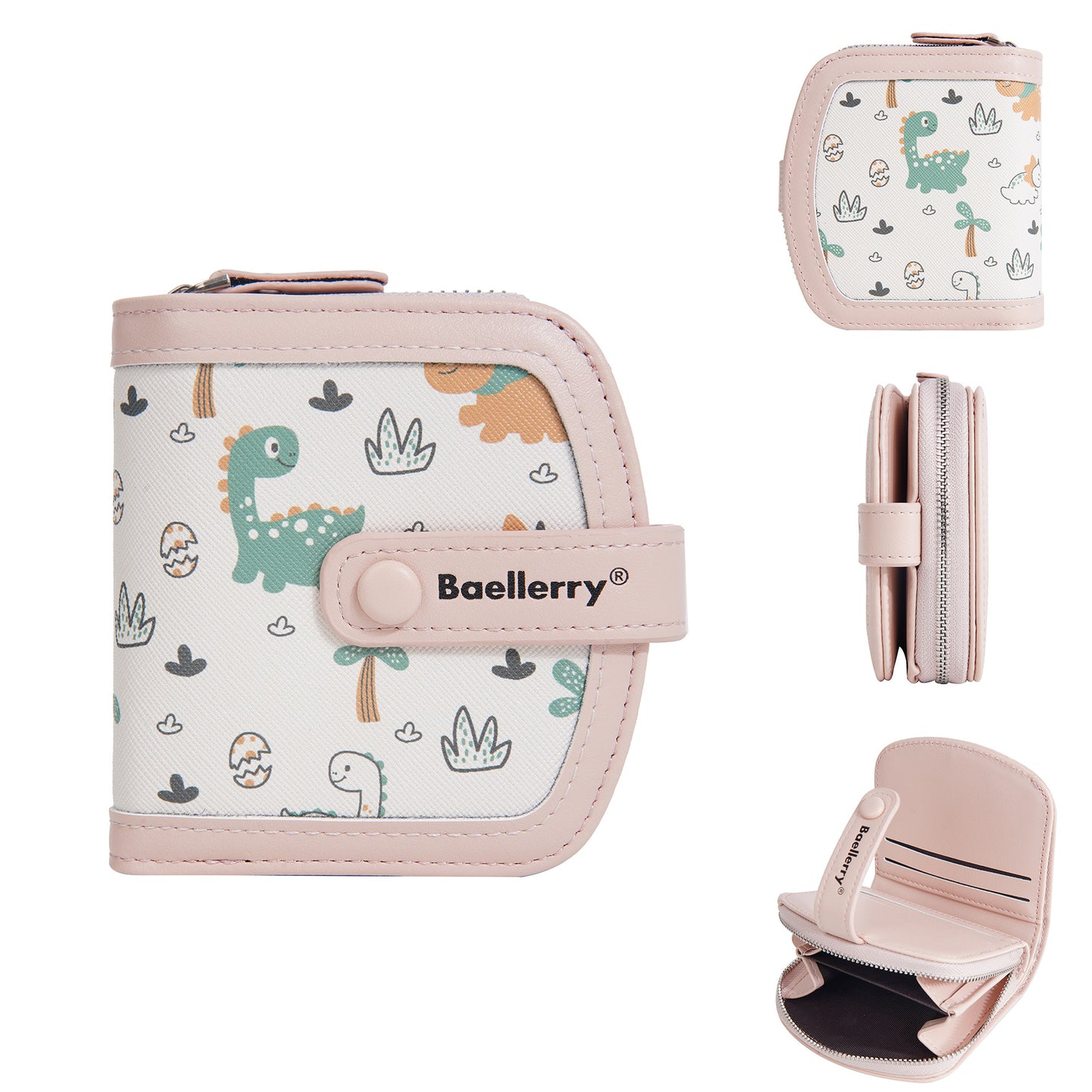 Women's Short Cute Cartoon Dinosaur Multiple Slots Ladies Wallets