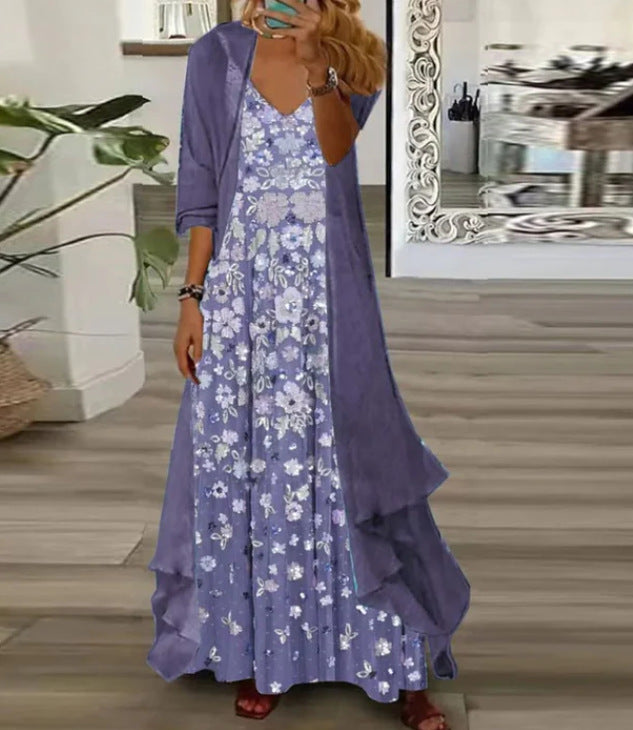Women's Inner Dress Two-piece Floral Print Dresses