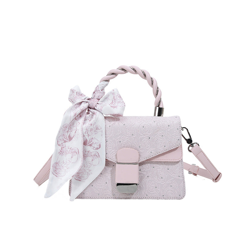 New Pink Embossed High Sense Iti Small Square Bags