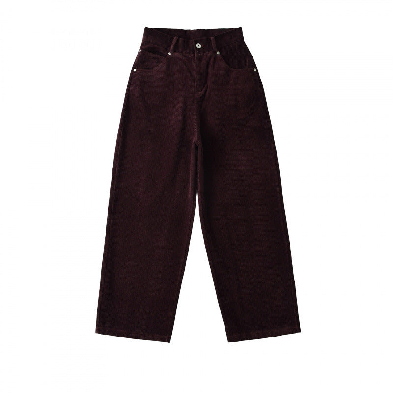 Women's Fleece-lined Thick Corduroy High Waist Slimming Loose Pants