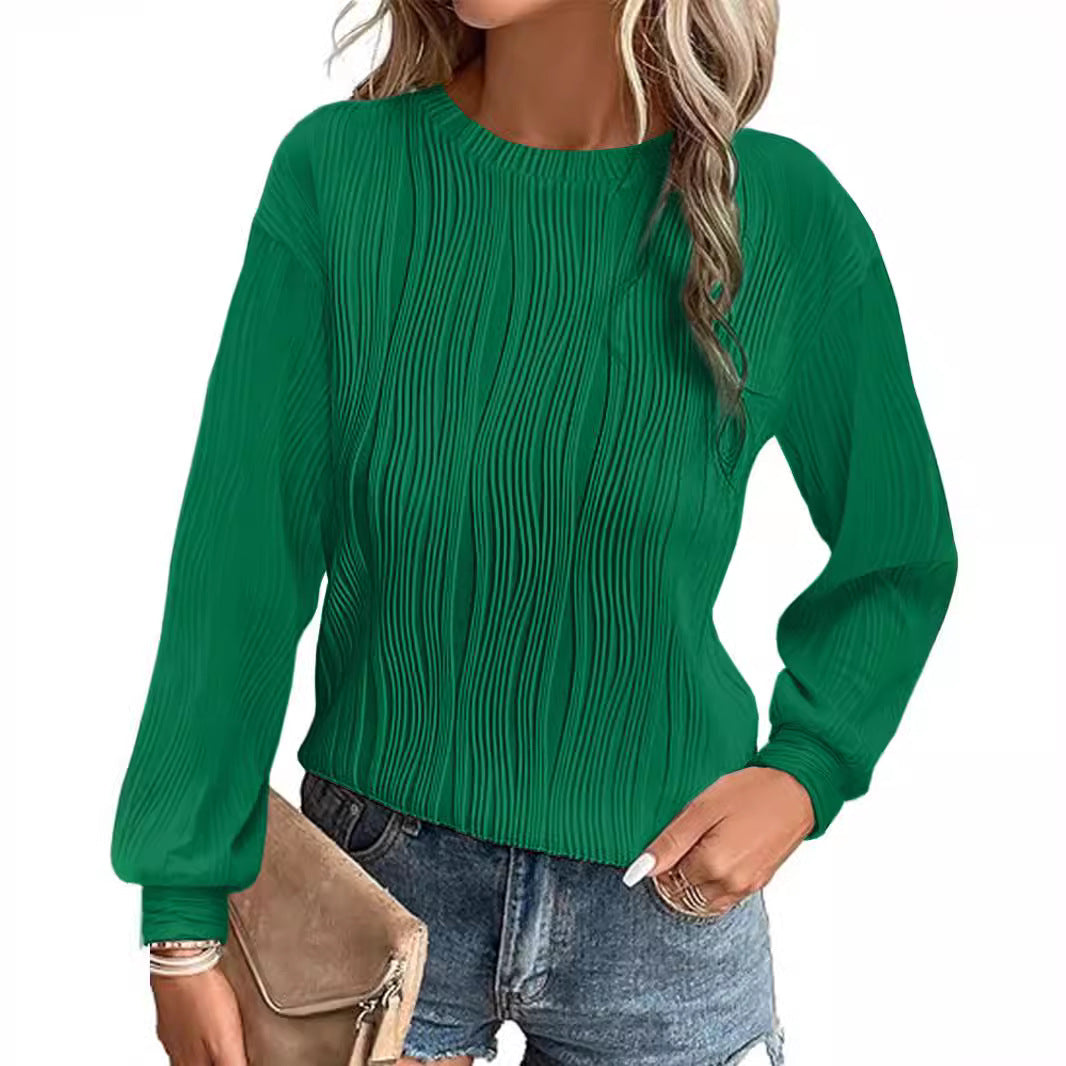 Women's American Style Drop Shoulder Round Neck Women's Sweater, Sweater