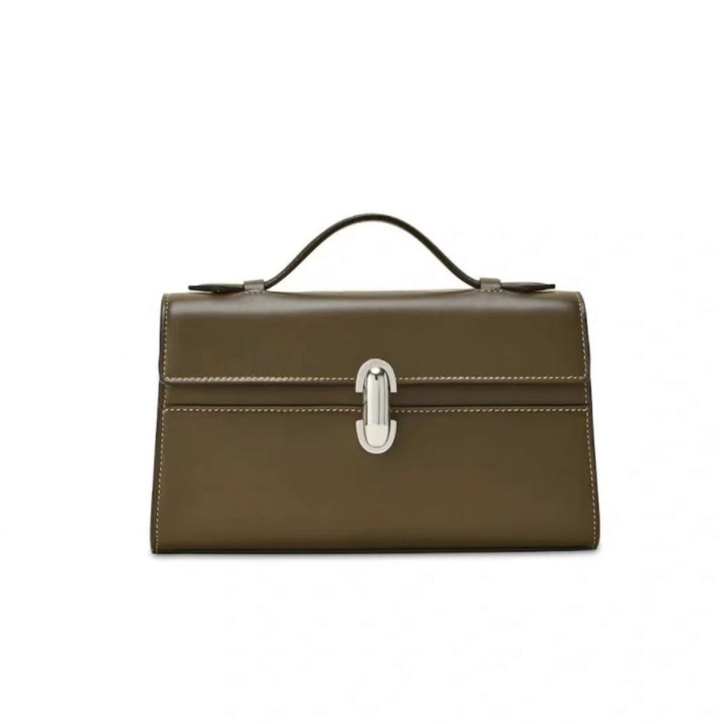 Casual Genuine Leather French Simplicity Cowhide Small Square Bags