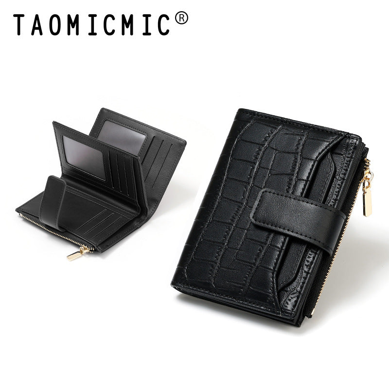 Women's Stone Pattern Two Fold Double Layer Ladies Wallets