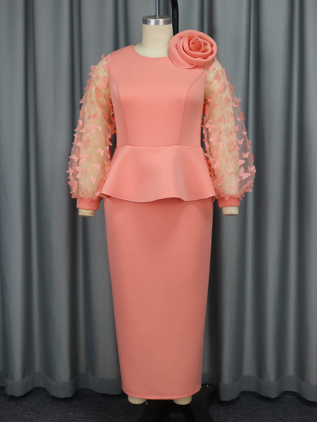 Style Pink Dress Fashion Sleeve High Dresses