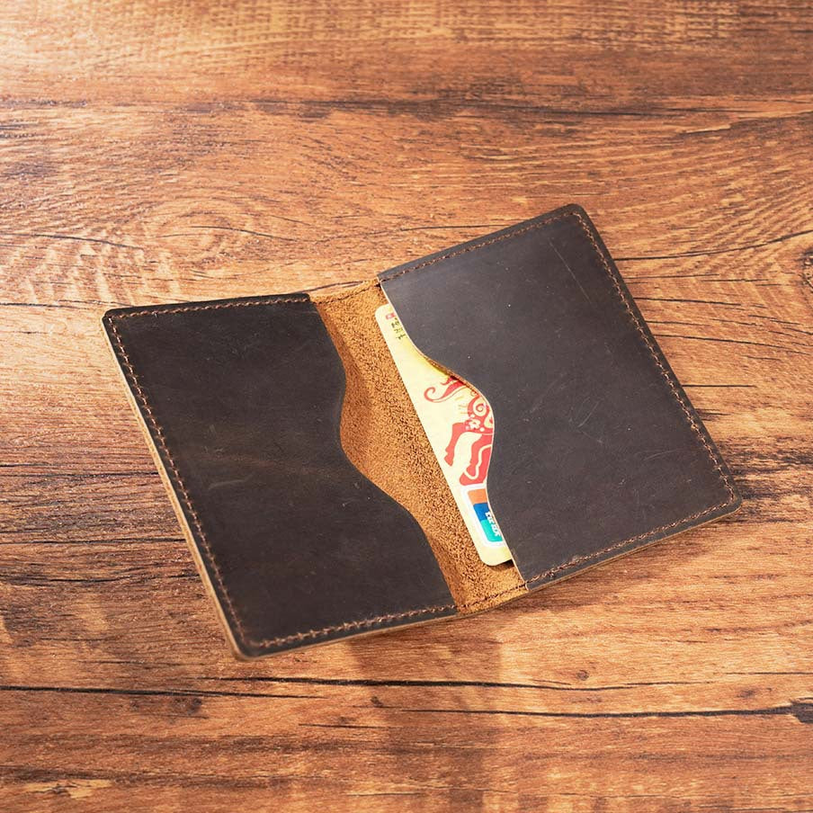 Genuine Leather Cowhide Simple Bank Storage Card Holder