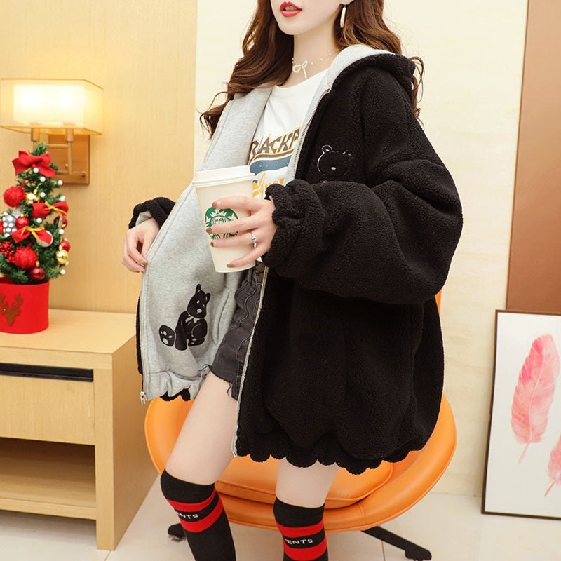 Women's Wear Lamb Wool Veet Padded Thickened Korean Coats