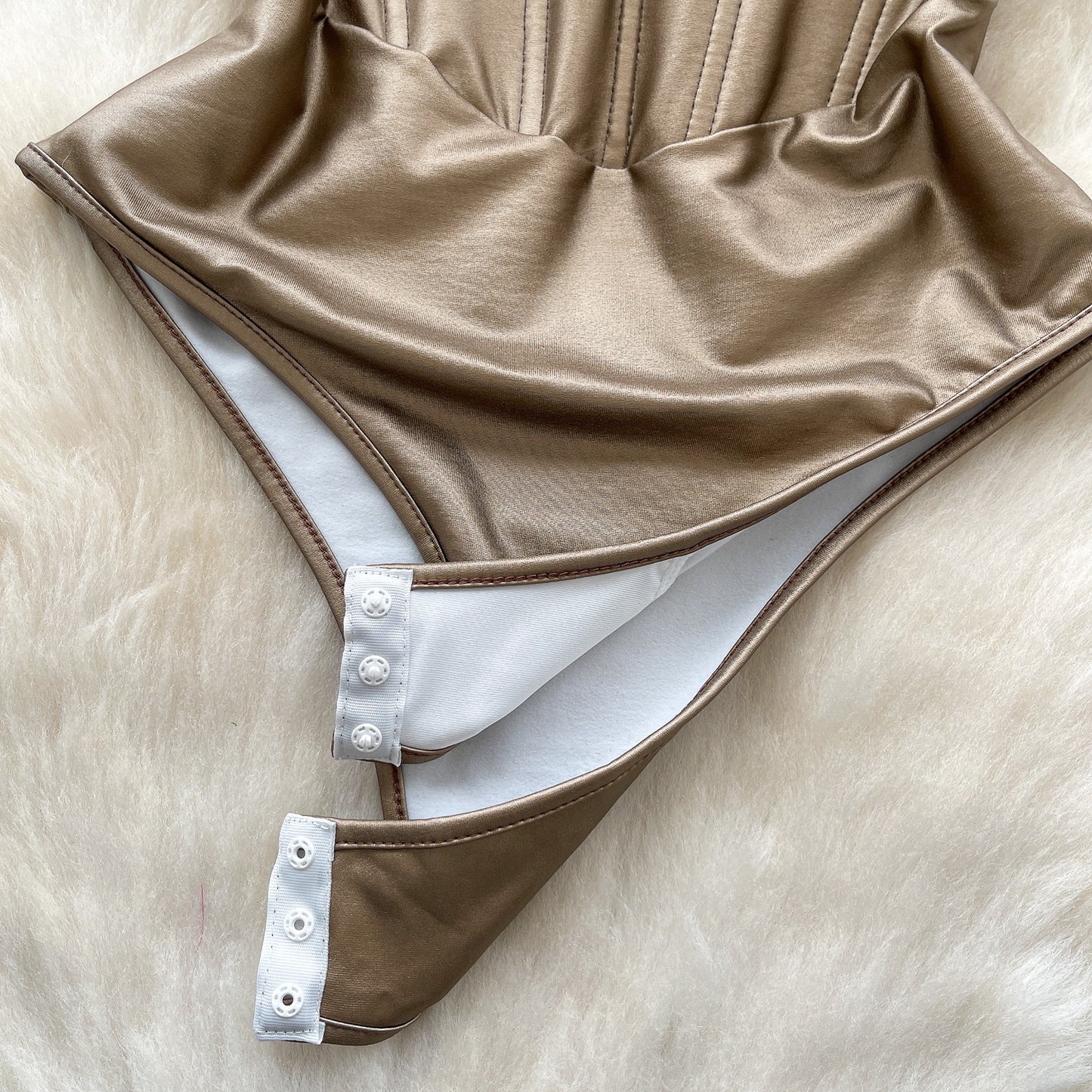 Street Bronzing Leather Satin Sequined Sling Sexy Backless Fishbone Steel Jumpsuits