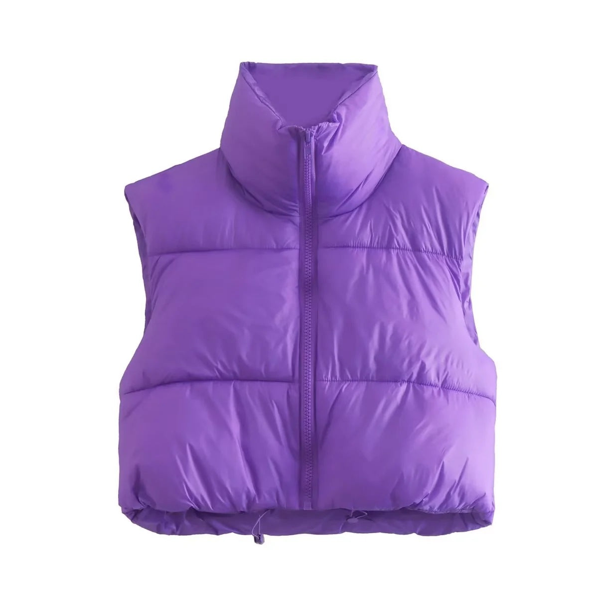 Sleeveless Zipped Stand Collar Cotton Winter Vests